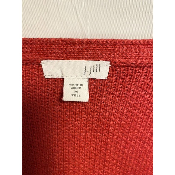 J. Jill Womens 1/2 Zip V-neck Cardigan Jacket‎ Cotton Blend Red Size Medium Tall - Picture 3 of 4